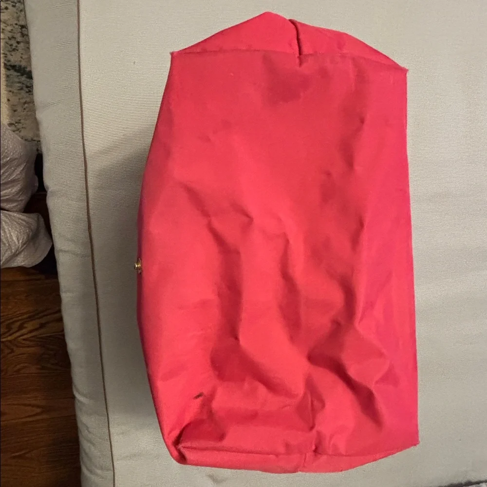 Longchamp Vibrant Pink Tote with Brown Accents - Picture 4 of 5